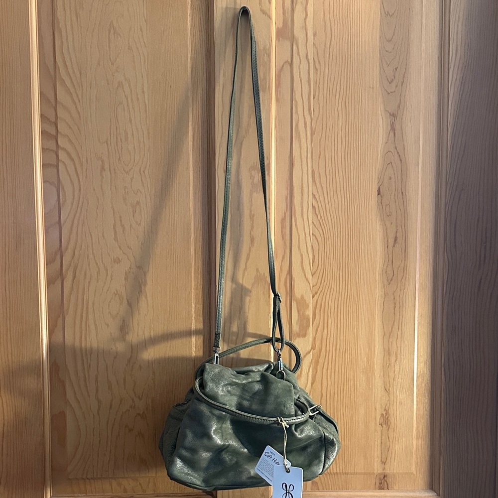HOBO Olive Metallic Green Leather Crossbody Bag/clutch - Picture 8 of 12
